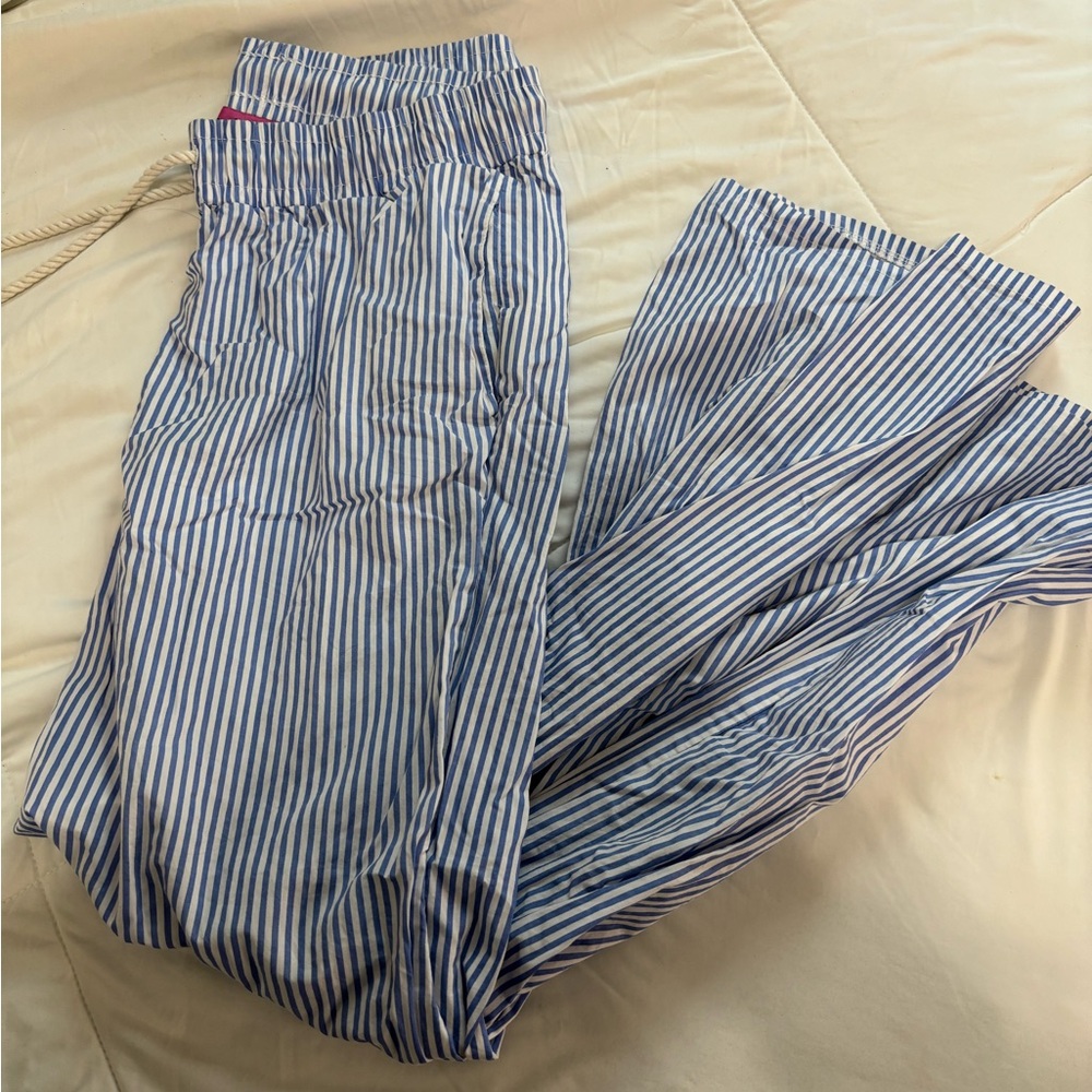 Blue and White Striped Pants